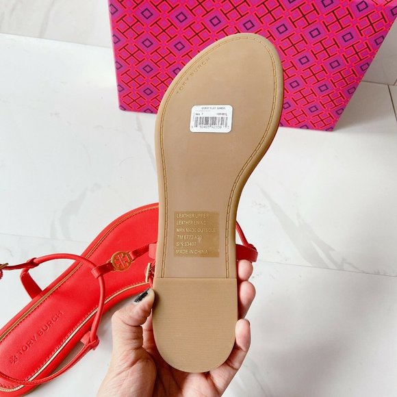 Tory Burch | Shoes | Tory Burch Emmy T Strap Thong Flat Sandals Leather | Poshmark